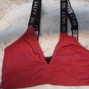 Vibes So Salty Women's Bikini Top/Sport's Bra M/L Red & Black